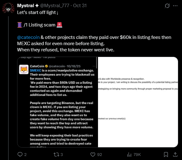 Mystral’s accusations regarding the CateCoin situation