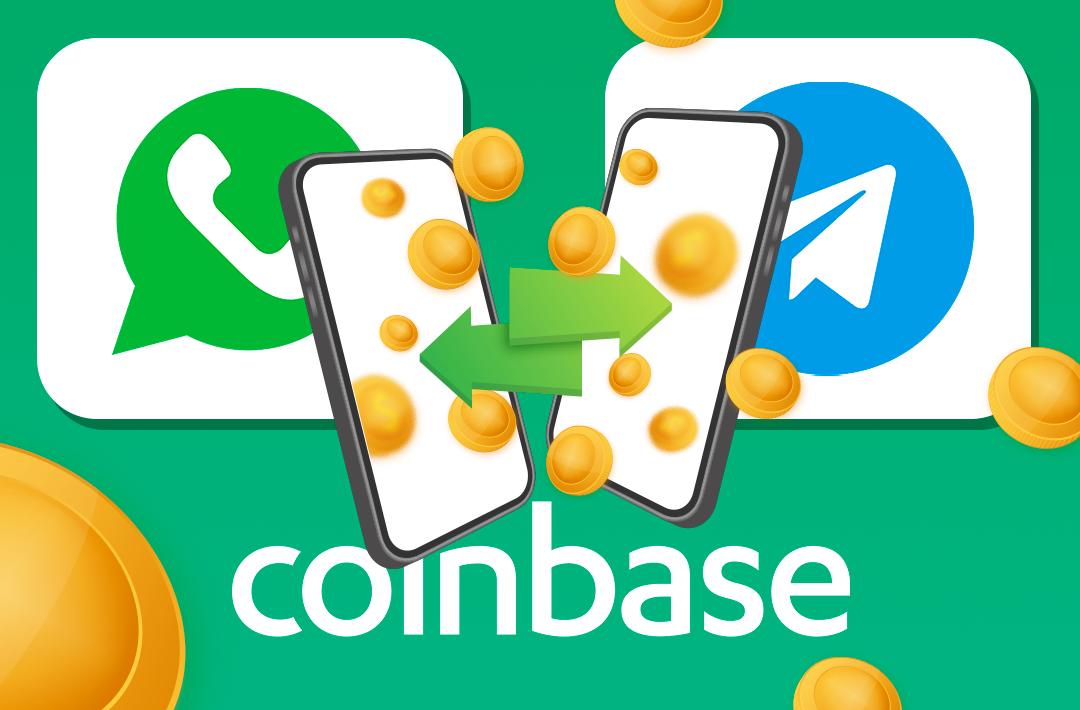 Пользователи кошелька Coinbase смогут переводить средства через WhatsApp и Telegram