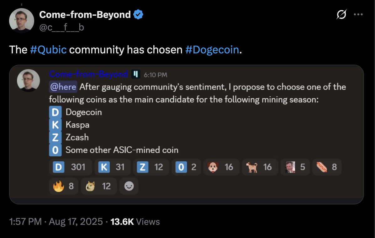 Community vote on the selection of the next target